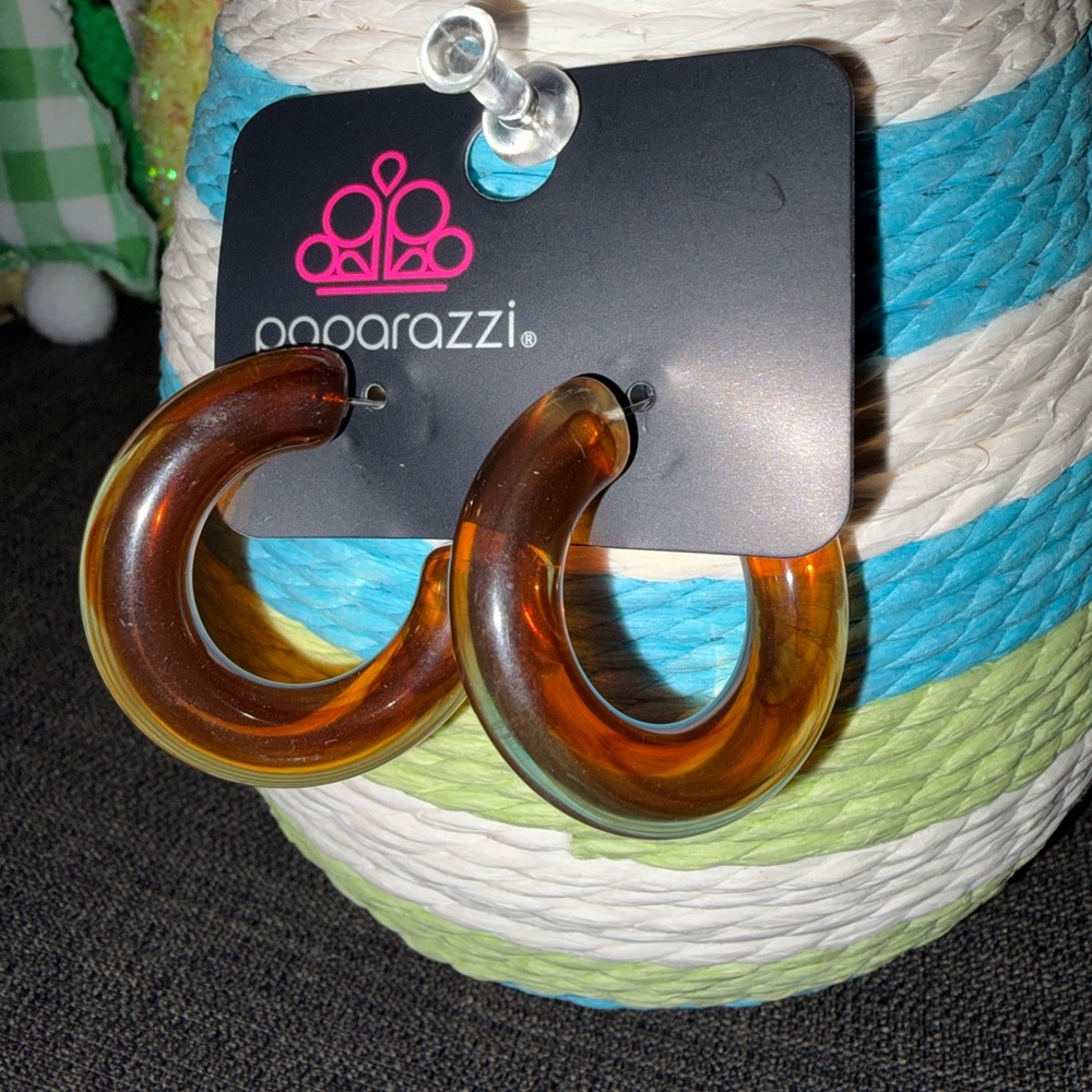 Paparazzi Bold Amber Hoops